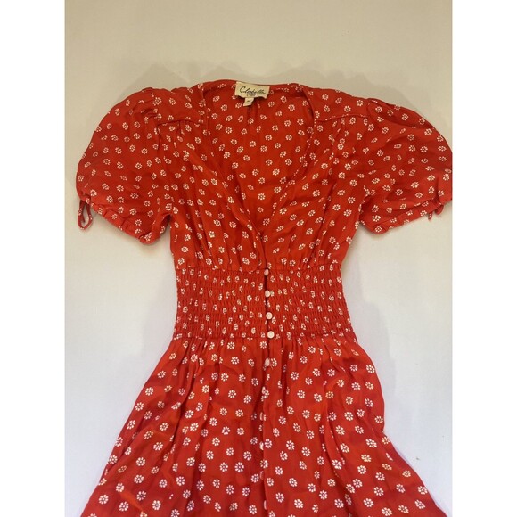 Cleobella Red Olivia Floral Midi V Neck Dress XS - Picture 3 of 16